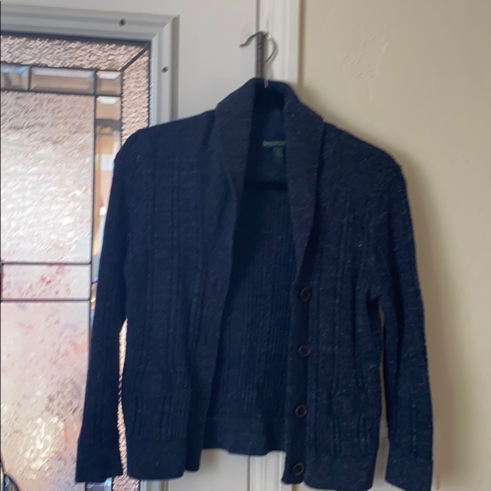 Blue button up sweater